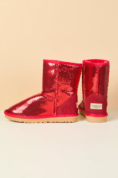 Smaibulun Ugg | Dallas Glam Sequin Shearling Boots - crimson