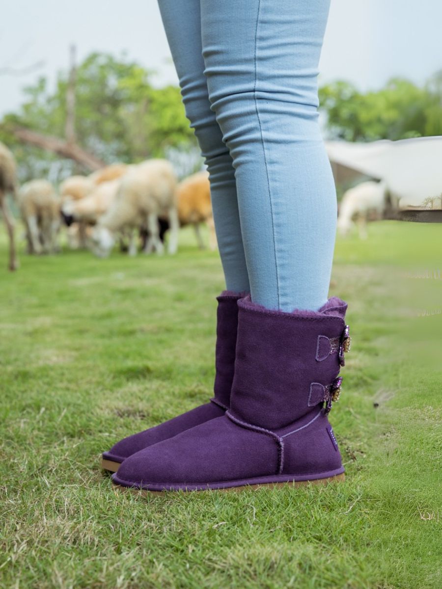 SMAIBULUN Ugg | SEQUIN BLING BALLET BOW BOOTS - VIOLET