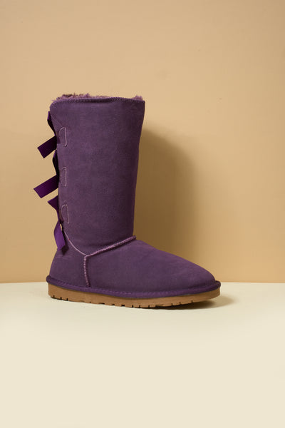 SMAIBULUN Ugg | Tri Ribbon Bow Suede Boots - Purple