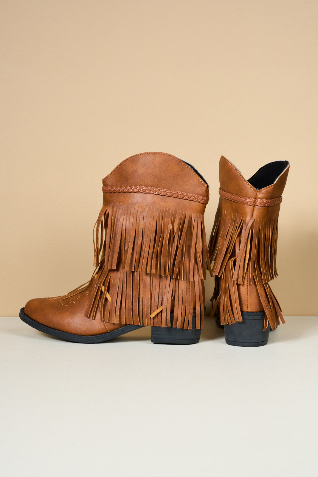 En Bloom | Jelena Fringe Western Cowboy Boots - Brown