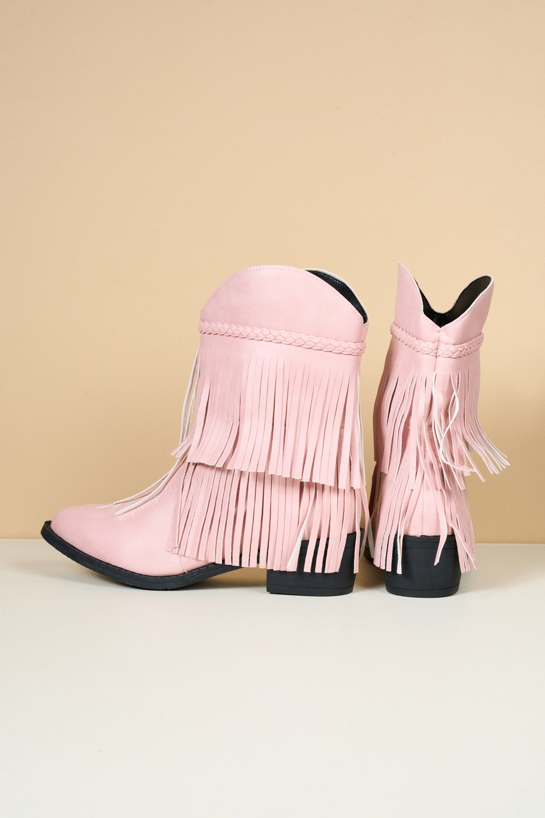 En Bloom | Jelena Fringe Western Cowboy Boots - Pink