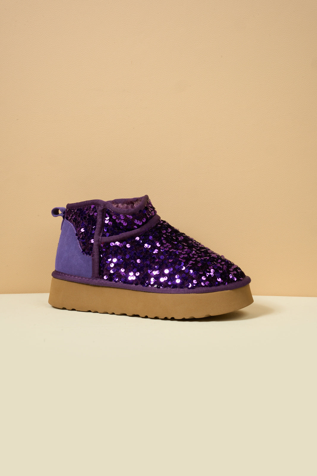 Smaibulun Ugg | Mini Glitter Low Ankle Platform Boots - Purple