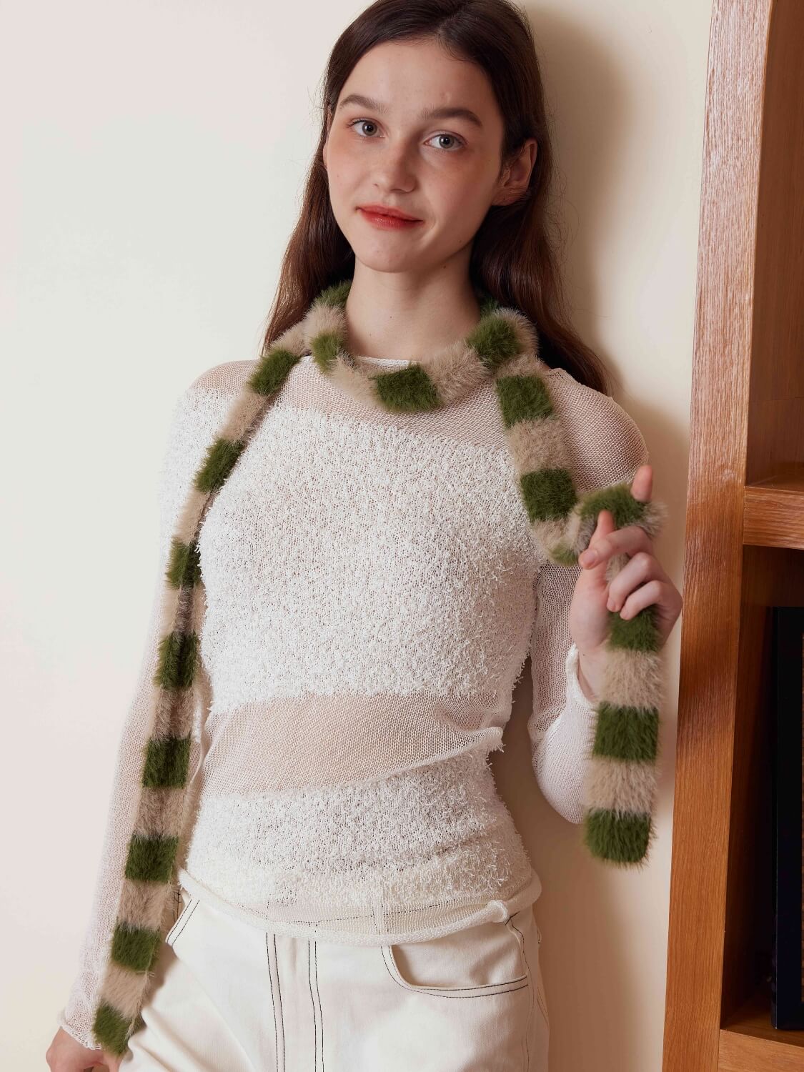 Dachshund Color Block Scarf - olive