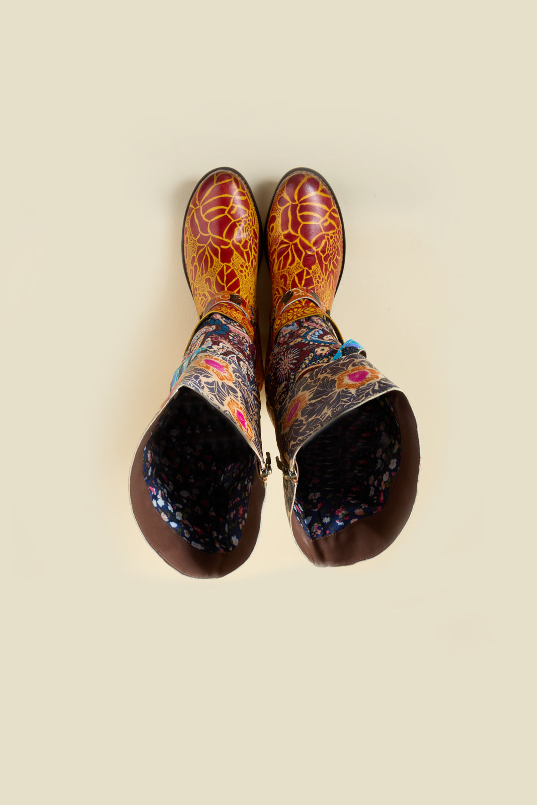 Soffia | Rheana Paisley Floral Jacquard Leather Knee-High Boots