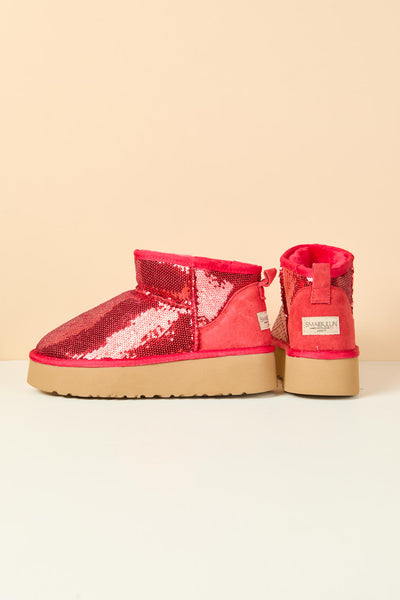 Smaibulun Ugg | Mini Glitter Low Ankle Platform Boots - candy