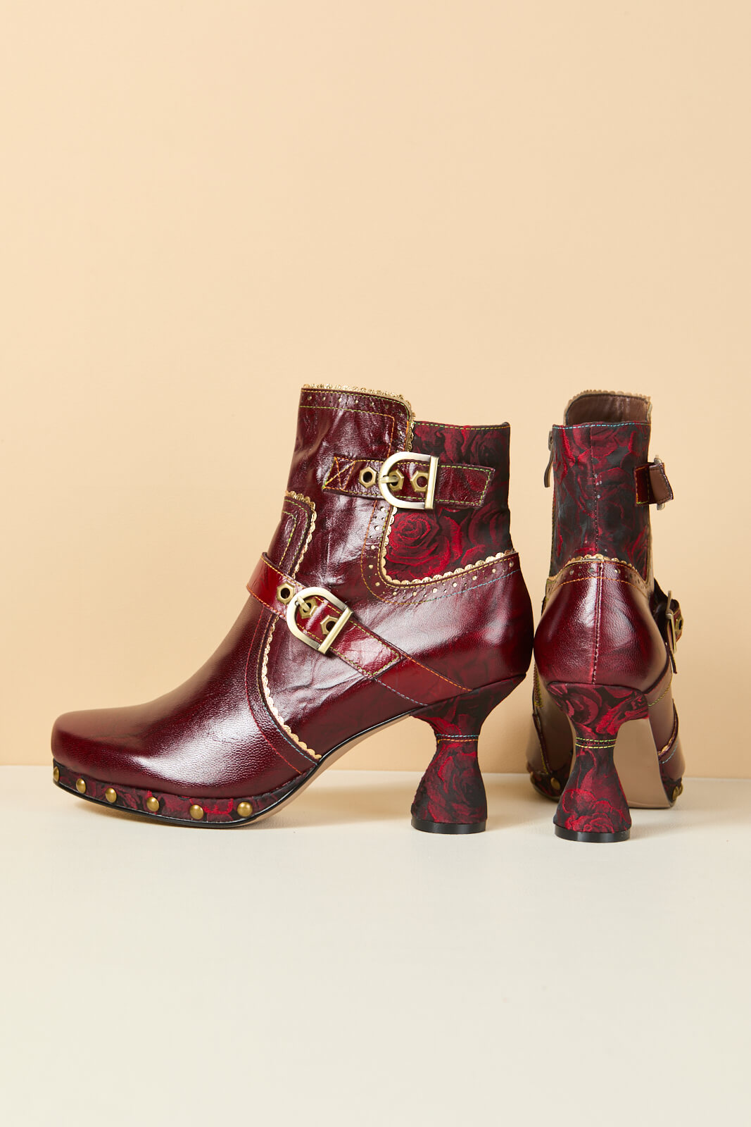 Soffia | Rosy Romance Leather Ankle Boots