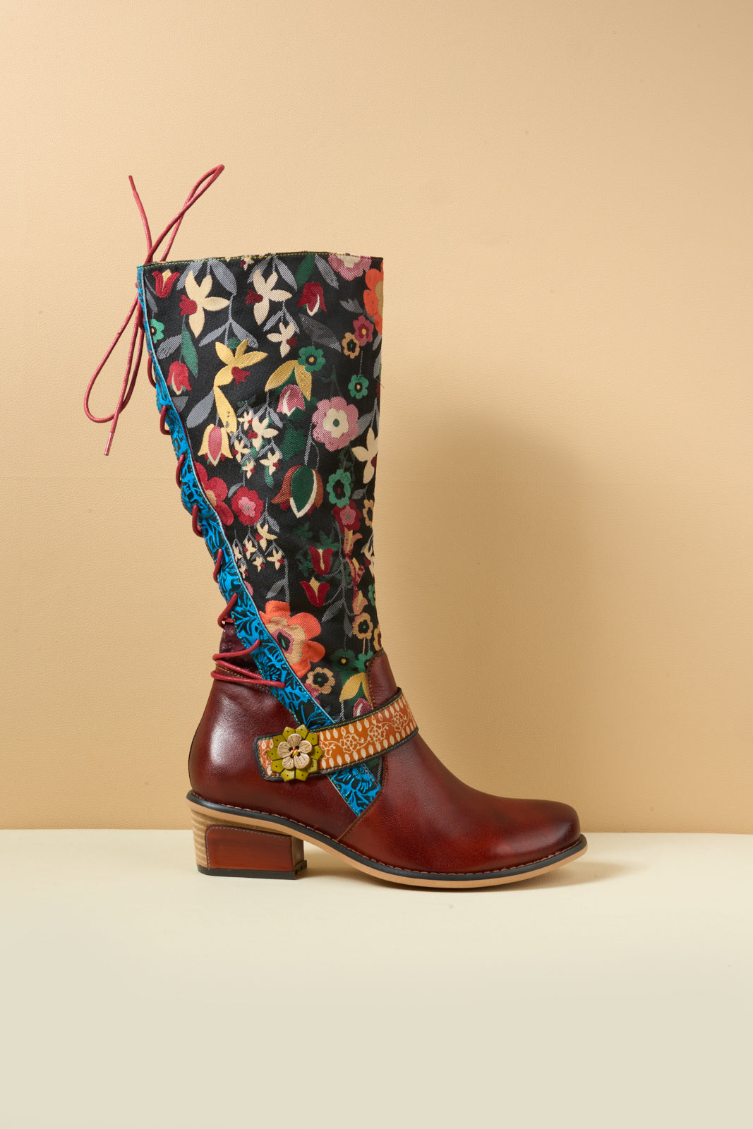 Soffia | Field Dreams Floral Jacquard Leather Knee-High Boots