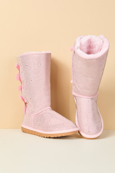 SMAIBULUN Ugg | Swifties Diamond Stage Ribbon Bows Suede Boots - pink