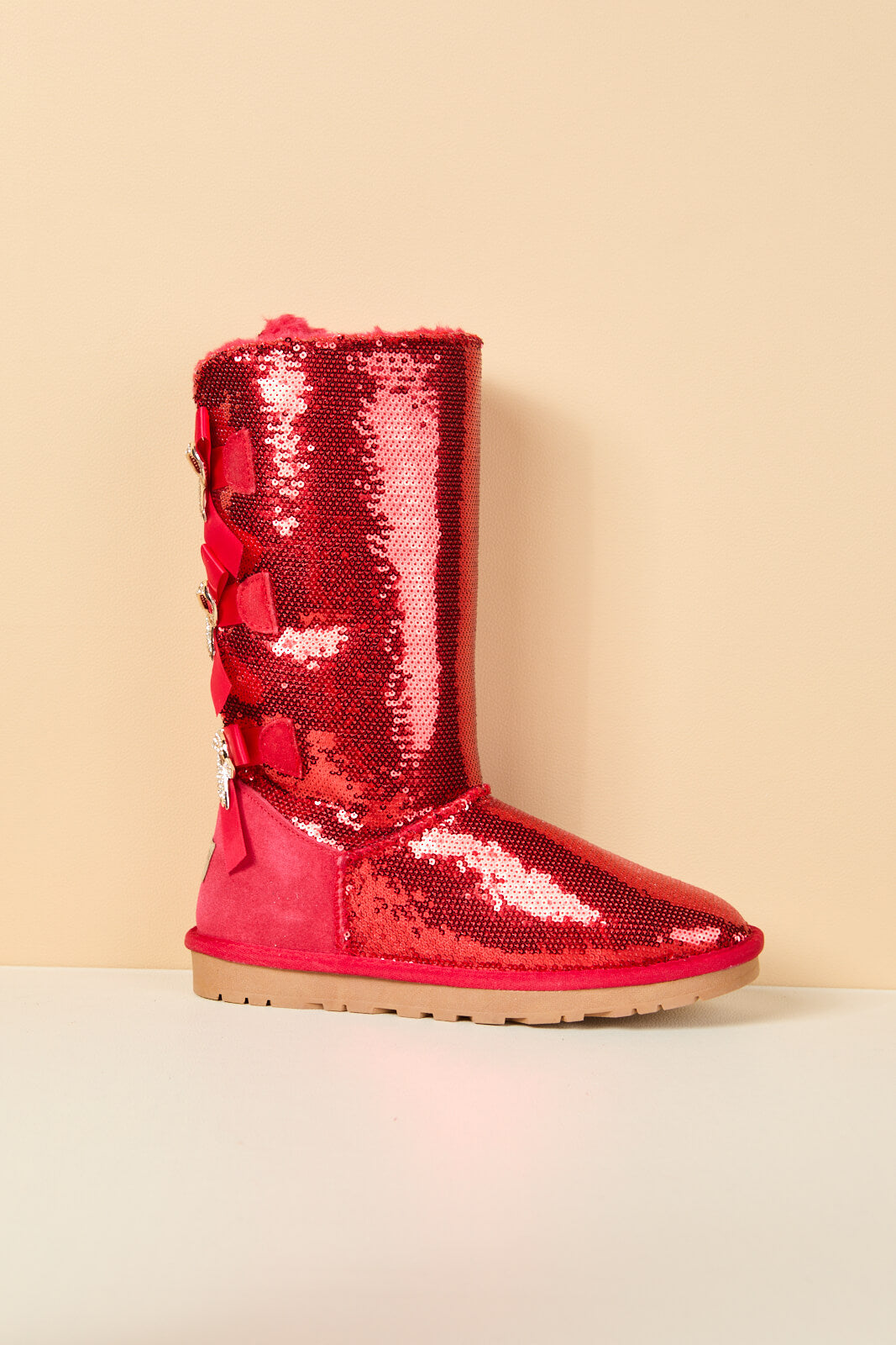 SMAIBULUN Ugg | Tay Swift Celebration Rhinestone Bailey Bow Sequin Boots - Red