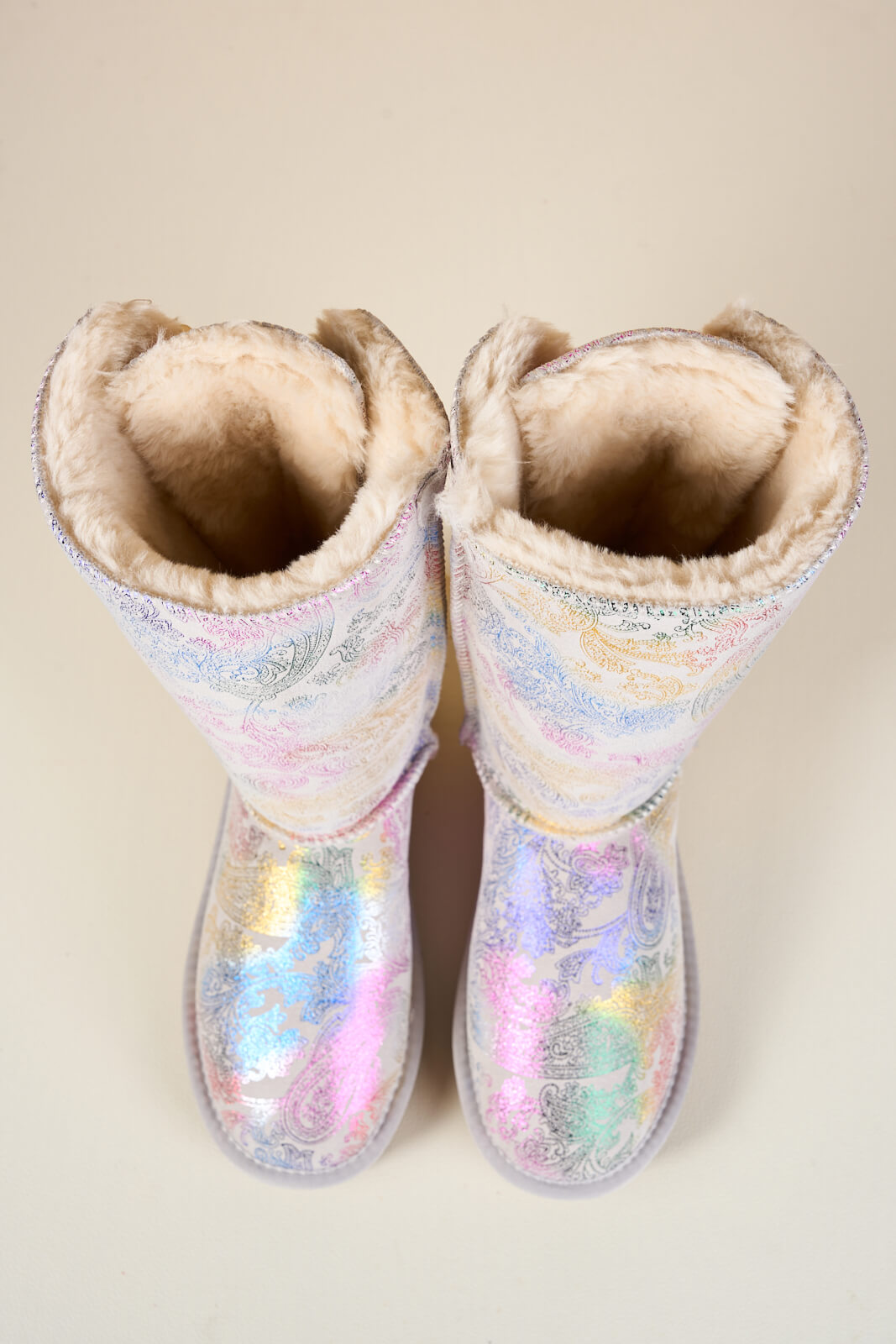 SMAIBULUN Ugg | Rhinestone Ribbon Tri-Tie Bow Suede Boots - multi