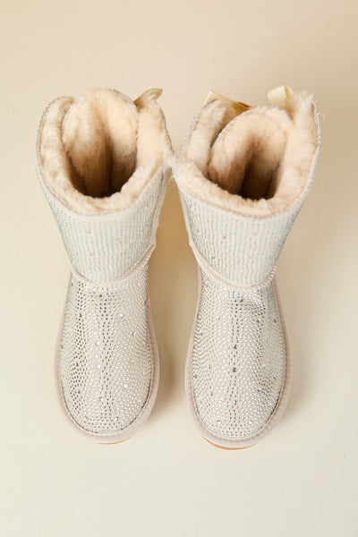 SMAIBULUN Ugg | Tay Tay Shine On Stage Diamond Bows Suede Boots - cream