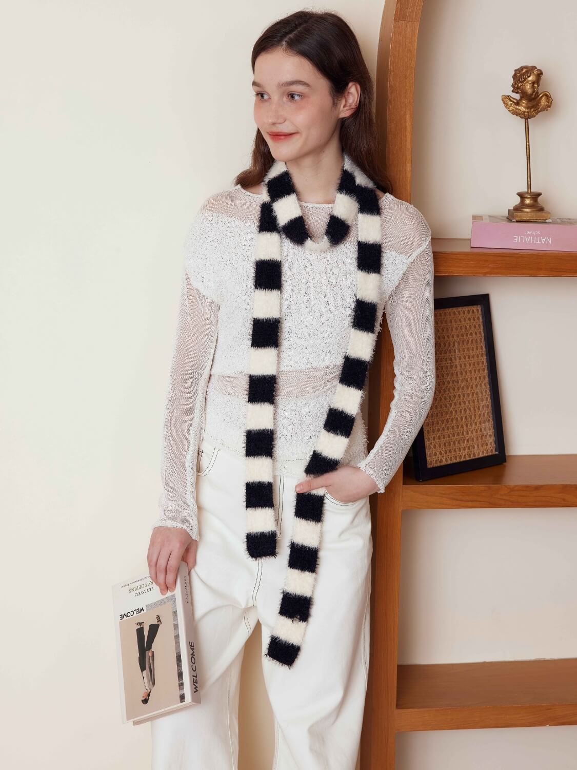 Dachshund Color Block Scarf - black