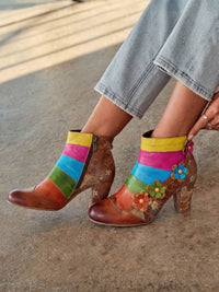 Soffia | Happy Trails Floral Embossed Leather Ankle Boots
