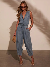 Kelsey Drawstring Denim Jumpsuit