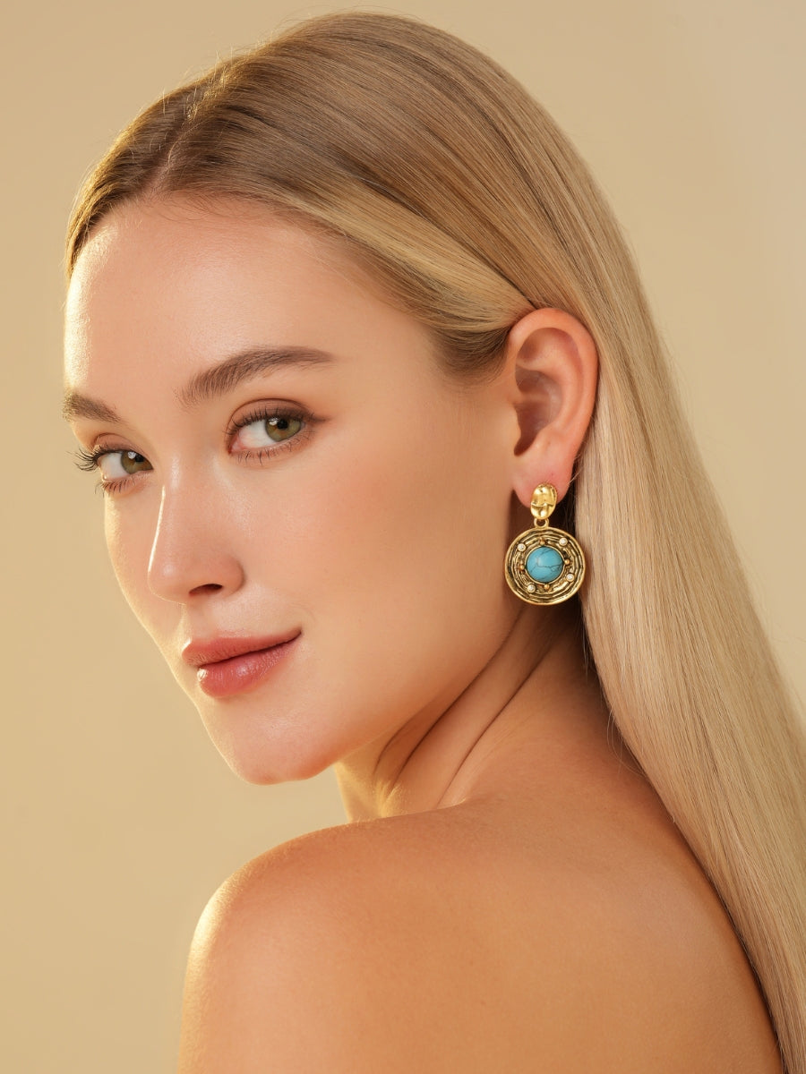 Pierre Turquoise Gold Plated Earrings