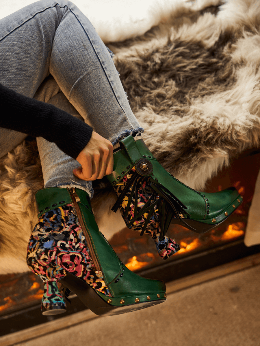 Soffia | Christmas Ocean Breeze Tassel Leather Ankle Boots