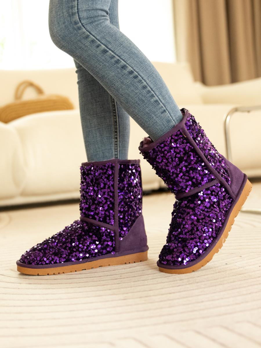 Smaibulun Ugg Dallas Glam Sequin Shearling Boots Purple US6 EU37 Purple