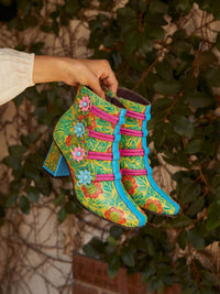 Soffia | Tropic Halo Spring Bloom Leather Ankle Boots