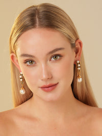 Raena Glaze Pearl Gold Plated Drop Earrings