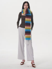 Dopamine Wool Blend Stripe Tassel Blanket Scarf - Blue