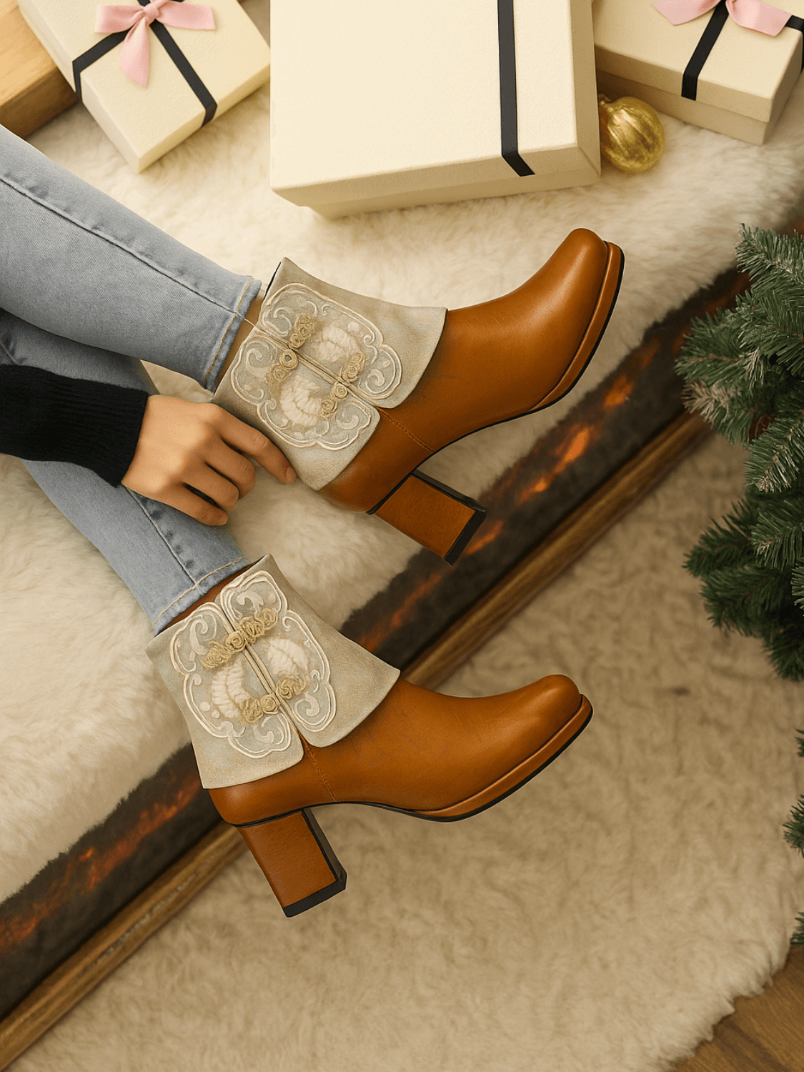 Soffia | Carlisle Leather Embroidered Ankle Boots