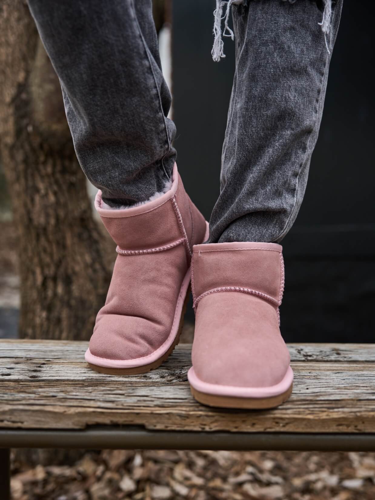 SMAIBULUN Ugg | Faux Fur-Lined Classic Short Ugg Boots - pink