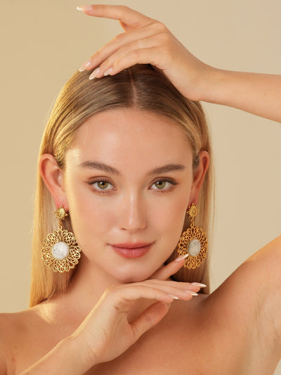 Palmira Gemstone Gold Plated Drop Earrings