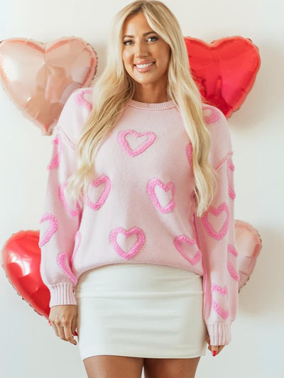 Lover's Lane Heart Embroidered Sweater