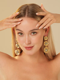 Night Glow Pearl Gold Plated Drop Earrings