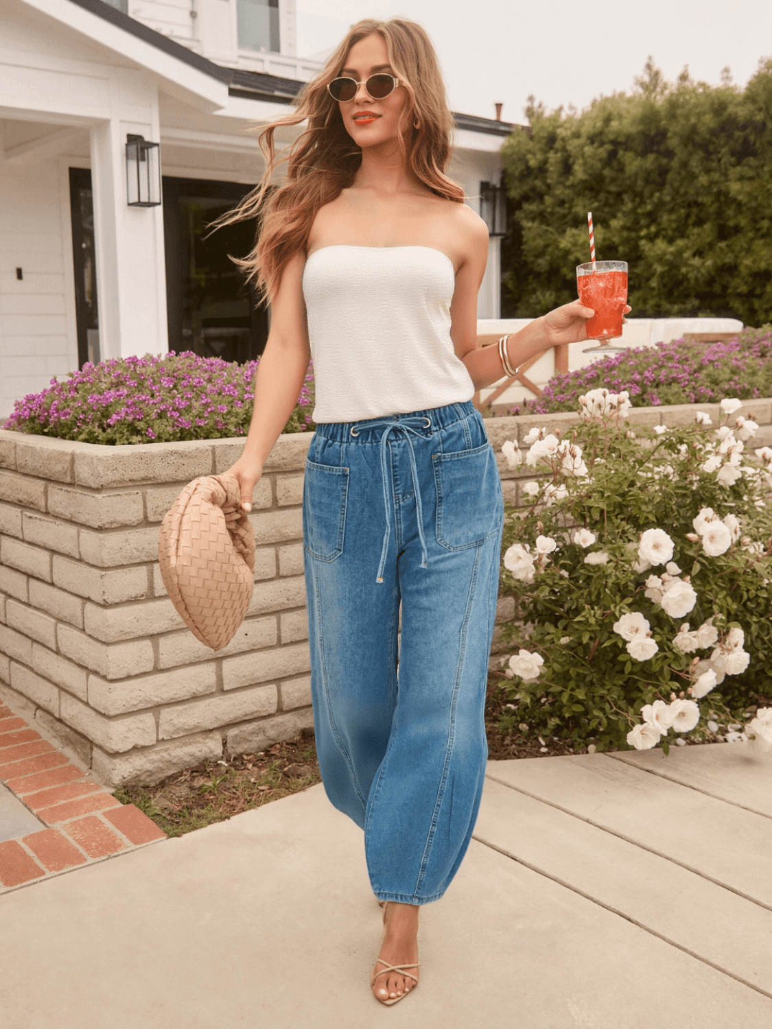 Teien Rigid Pintuck Barrel Jeans - blue