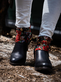 Soffia | Miena Floral Jacquard Leather Ankle Boots