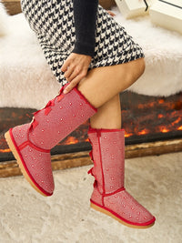 SMAIBULUN Ugg | Swifties Diamond Stage Ribbon Bows Suede Boots - red