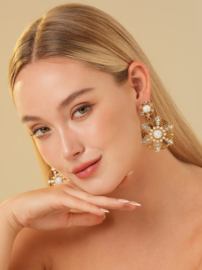 Make Wish Gemstone Gold Plated Earrings