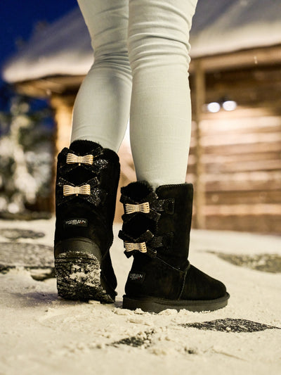 SMAIBULUN Ugg | Sequin Bling Ballet Bow Boots - Black