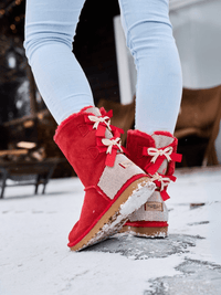 SMAIBULUN Ugg | Rhinestone Dual Bailey Bow Glam Ugg Boots - red