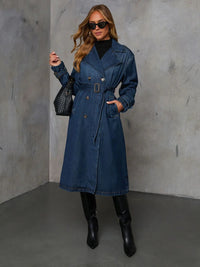 Town Stroll Double Breasted Denim Trench Coat