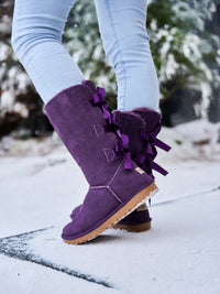 SMAIBULUN Ugg | Tri Ribbon Bow Suede Boots - Purple