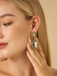 Cameo Cinderella Relief Rhinestone Dangle Earrings