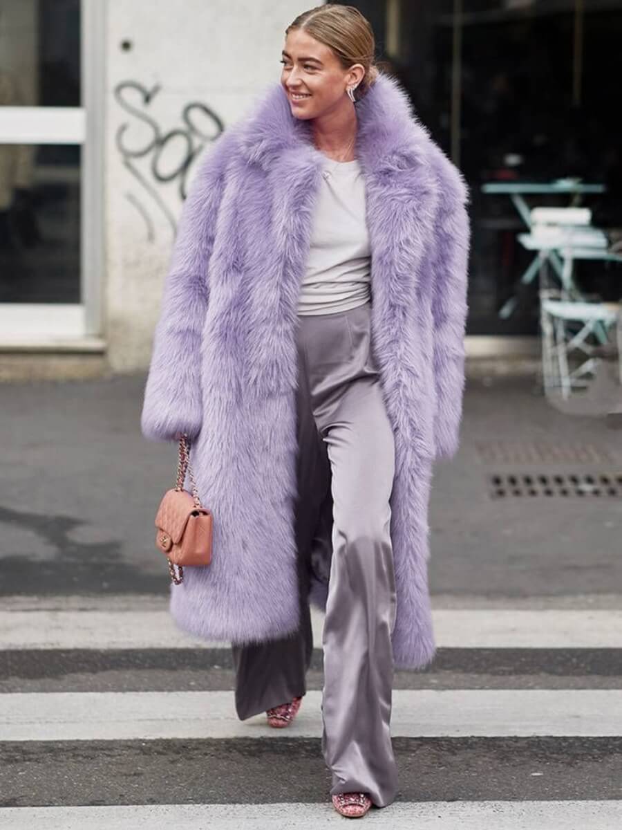 Business Affair Faux Fur Long Coat