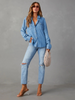 Far From Basic Button Down Denim Shirt - Blue