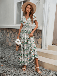 yasmin maxi dress One Shoulder Midi-Maxi in Biege/Abstract Orange by Little Lies S and easy to wear all day. Yasmin Floral V-Neck Maxi Dress