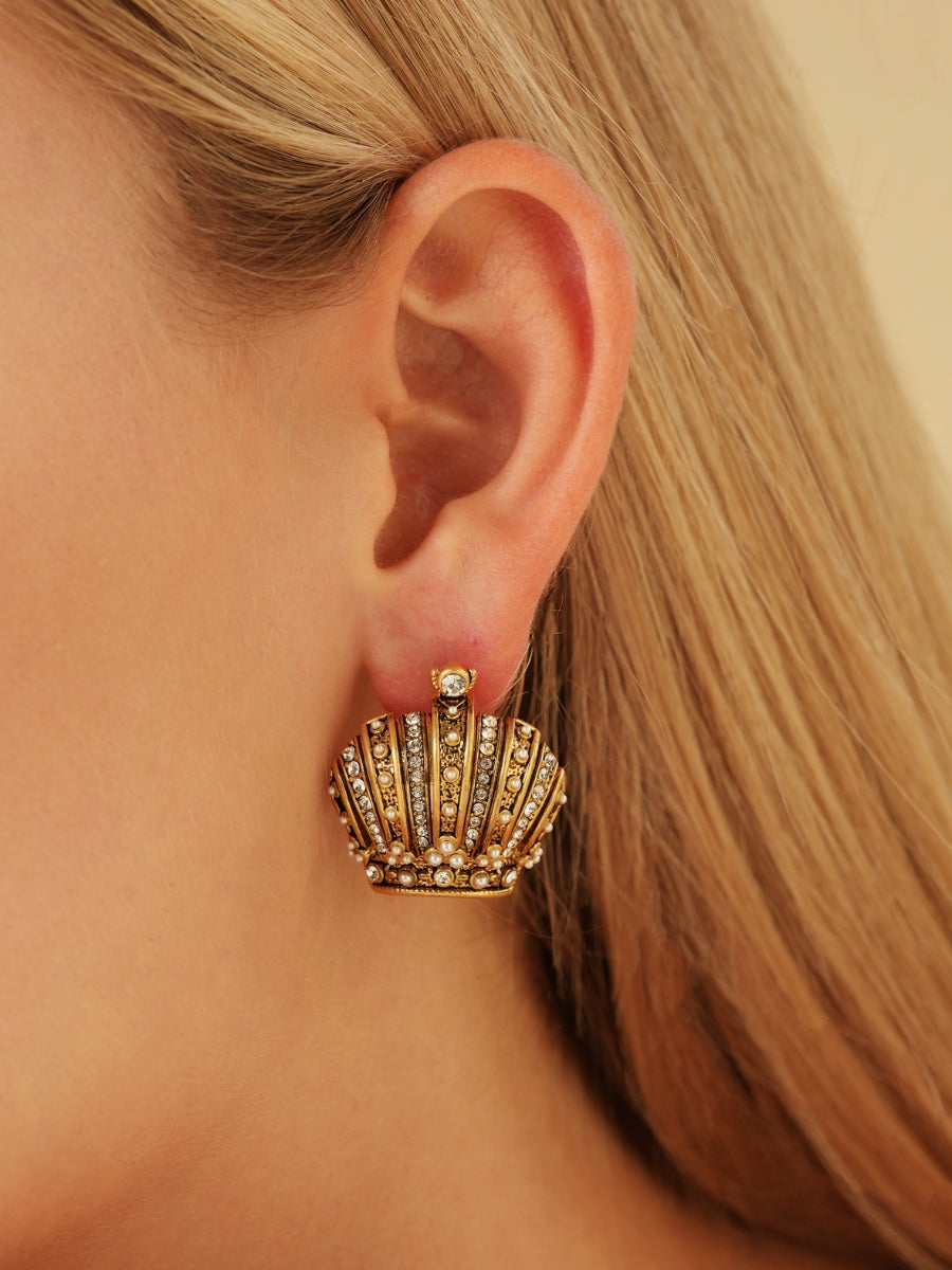 Imperial Crown Rhinestone Embellished Stud Earrings