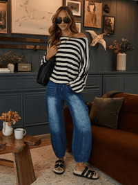 Teien Rigid Pintuck Barrel Jeans - denim