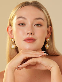 Mabe Pearl Twins Gold Plated Drop Earrings