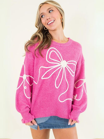 Gleeful Grace Bow Detail Knit Sweater