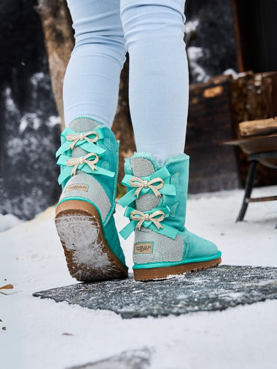 SMAIBULUN Ugg | Rhinestone Dual Bailey Bow Glam Ugg Boots - turquoise