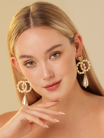 Co Co Gold Plated Pearl Drop Earrings