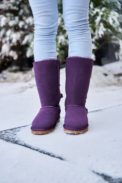 SMAIBULUN Ugg | Tri Ribbon Bow Suede Boots - Purple