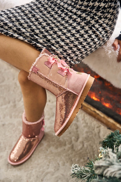 Smaibulun Ugg | Haute Holidays Sequin Glam Shearling Boots - pink