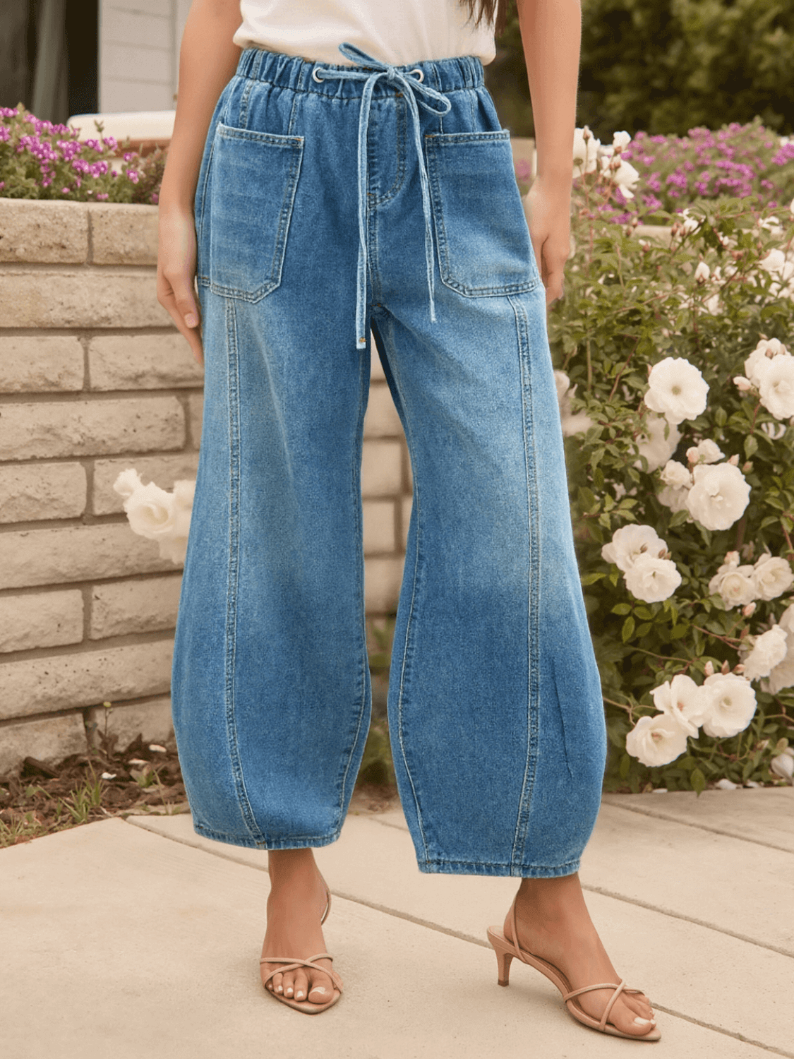 Teien Rigid Pintuck Barrel Jeans - blue